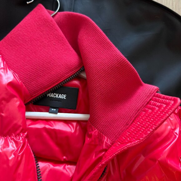 MACKAGE BUBBLE  - REAGAN LUSTROUS LIGHT DOWN CROP JACKET WITH RIB WAIST - Picture 10 of 11